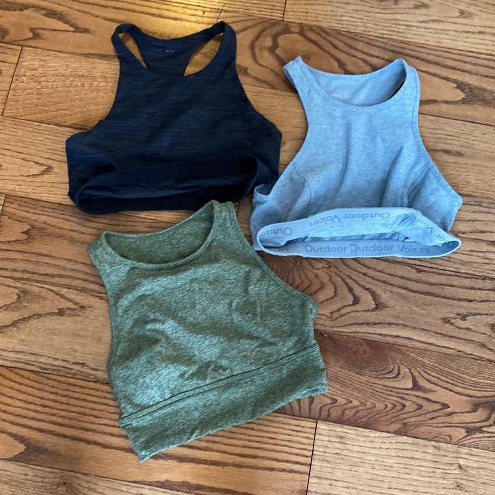 2 outdoor voices sports bras and 1 joy lab sports bra - only selling altogether